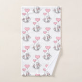 Bathroom Towel Sets Valentine's Day Cat Pink Heart バスタオルセット (ハンドタオル)