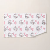Bathroom Towel Sets Valentine's Day Cat Pink Heart バスタオルセット (ハンドタオル)