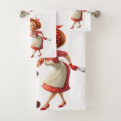 Bathroom Towel Sets Valentine's Day Cooking Hearts バスタオルセット (インサイチュ)