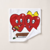 Bathroom Towel Sets Valentine's Day Couple Hearts バスタオルセット (ウォッシュタオル)