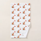 Bathroom Towel Sets Valentine's Day Foxy Red Heart バスタオルセット (ハンドタオル)