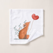 Bathroom Towel Sets Valentine's Day Foxy Red Heart バスタオルセット (ウォッシュタオル)