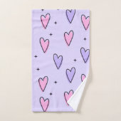 Bathroom Towel Sets Valentine's Day Pink Purple バスタオルセット (ハンドタオル)