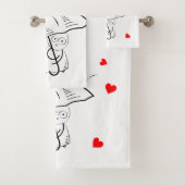Bathroom Towel Sets Valentine's Day UmbrellaHearts バスタオルセット (インサイチュ)