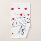 Bathroom Towel Sets Valentine's Day UmbrellaHearts バスタオルセット (ハンドタオル)