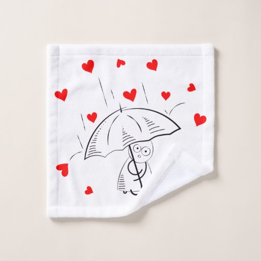 Bathroom Towel Sets Valentine's Day UmbrellaHearts バスタオルセット (ウォッシュタオル)