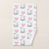 Bathroom Towel Sets Valentine's Foxy Pink Hearts バスタオルセット (ハンドタオル)