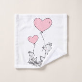 Bathroom Towel Sets Valentine's Foxy Pink Hearts バスタオルセット (ウォッシュタオル)