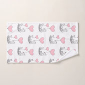 Bathroom Towel Sets Valentine's Foxy Pink Hearts バスタオルセット (ハンドタオル)