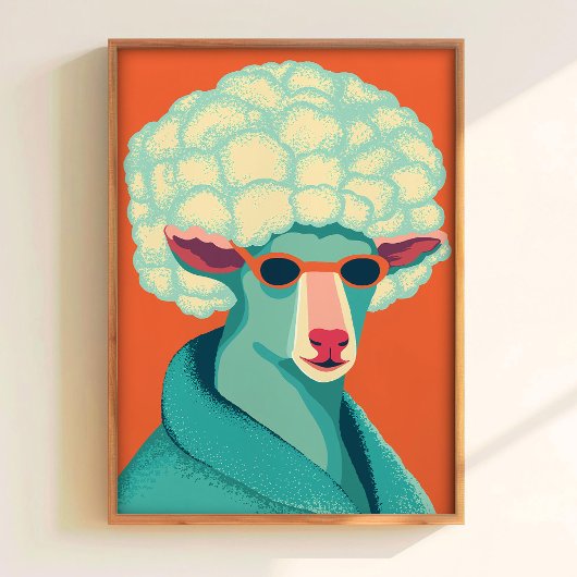 Bathroom Wall Art Swimming Print Sheep Toilet Art  ポスター