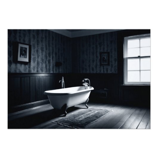 Bathtub in a dark room with ambient lighting フォトプリント (正面)
