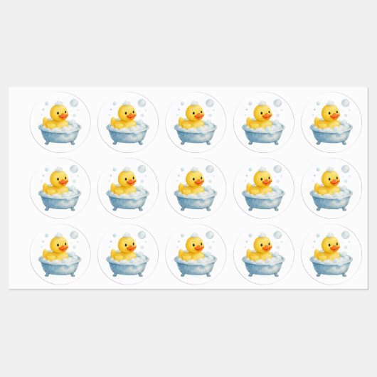 Bathtub Rubber Duck with Bubbles ラベル (シート)