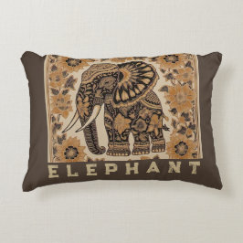 Batik Elephant Vintage Style Design, Retro アクセントクッション