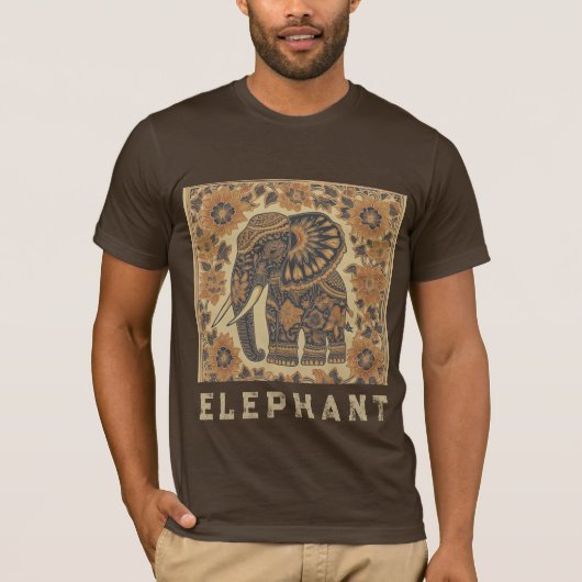 Batik Elephant Vintage Style Design, Retro Tシャツ (正面)