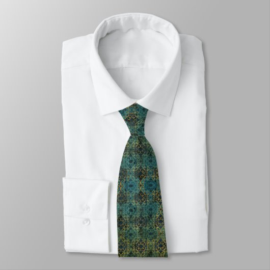 Batik Scroll Emerald and Gold Tie ネクタイ (タイ)