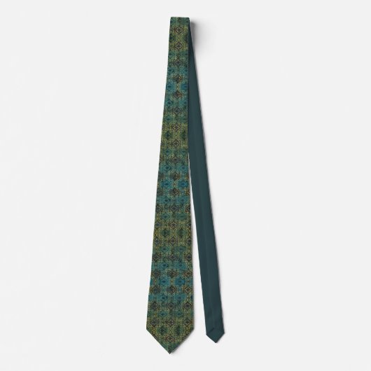 Batik Scroll Emerald and Gold Tie ネクタイ (正面)