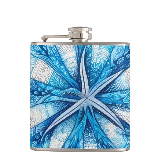 Batik Starfish Sand Dollar Blue Shells Beach フラスク (正面)