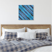 Batik Wavy Stripes Stretched Canvas Print キャンバスプリント (インサイチュ (寝室))
