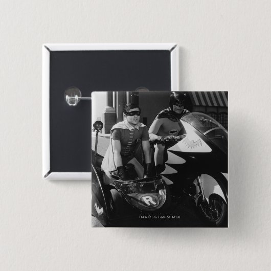 Batman and Robin in Batcycle 缶バッジ (正面&裏面)