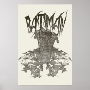 Batman   Graphic Novel Pencil Sketch Beige Logo ポスター