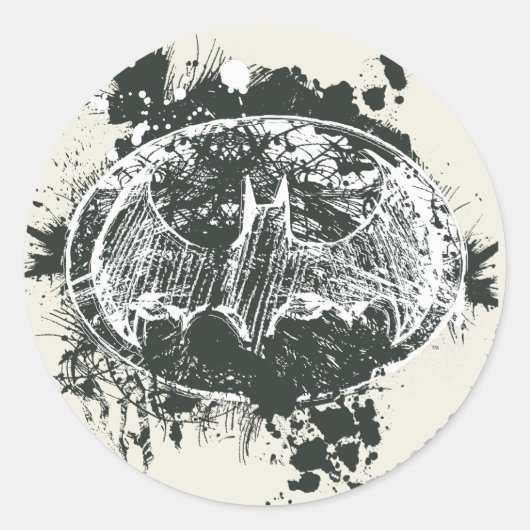 Batman Grunge Splatter Sketch ラウンドシール (正面)