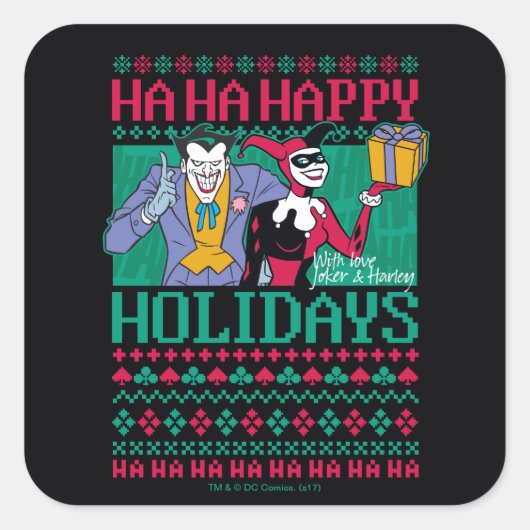 Batman | Happy Holidays Joker & Harley Quinn スクエアシール (正面)