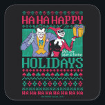 Batman | Happy Holidays Joker & Harley Quinn スクエアシール<br><div class="desc">"Ha Ha Happy Holidays,  With love Joker & Harley" is written in this festive Christmas sweater style graphic with the Joker and Harley Quinn holding a wrapped gift.</div>