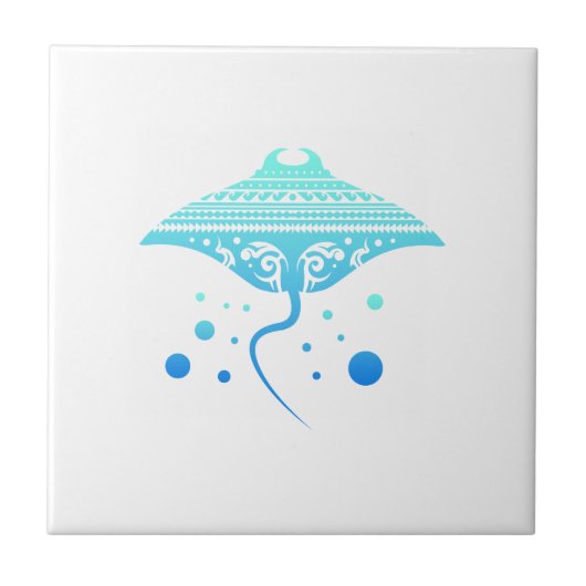 Batoideaのマオリのアカエイの種族の入れ墨のギフトのアイディア タイル (正面)