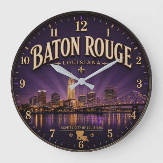 Baton Rouge Louisiana ラージ壁時計 (正面)