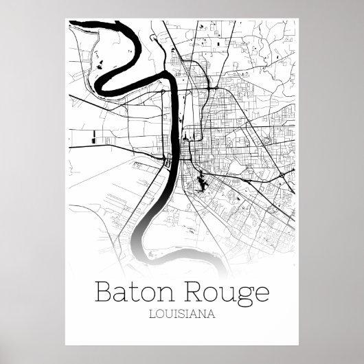 Baton Rouge Map - Louisiana - City Map Poster ポスター (正面)