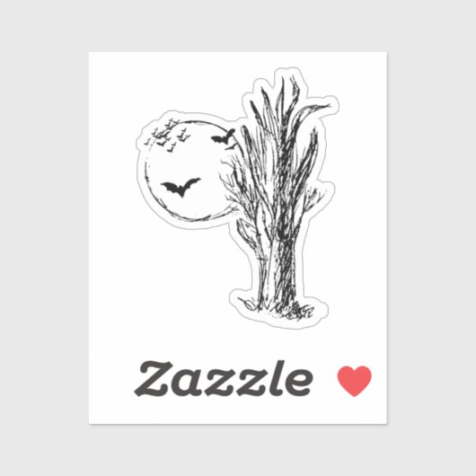 Bats, a Dead Tree, Full Moon Halloween シール (シート)