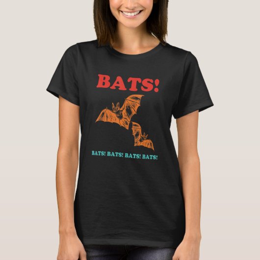Bats! Bats! Bats! Bats! Bats! Funny Retro Apparel Tシャツ (正面)