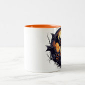 bats coming out from a cave ツートーンマグカップ (中央)