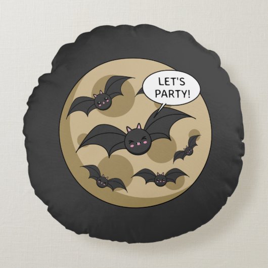 Bats Having Party on Full Moon ラウンドクッション (正面)