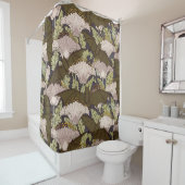 Bats & Poppies,Animal & Floral Design Art Nouveau シャワーカーテン (インサイチュ)
