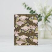Bats & Poppies,Animal & Floral Design Art Nouveau ポストカード (スタンド正面)