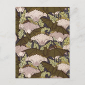 Bats & Poppies,Animal & Floral Design Art Nouveau ポストカード (正面)