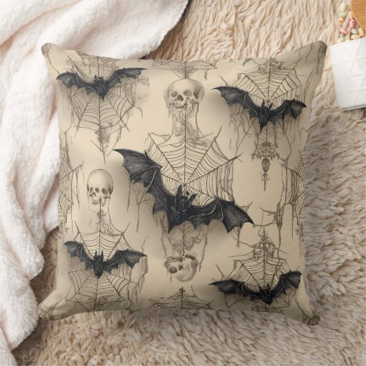 Bats & Spider Webs Gothic クッション (ブランケット)