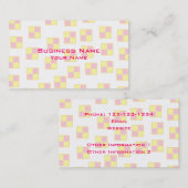 Battenburgのケーキパターン。 ピンクおよび黄色 名刺 (正面/裏面)
