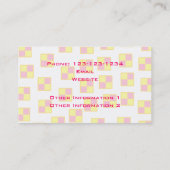 Battenburgのケーキパターン。 ピンクおよび黄色 名刺 (裏面)
