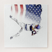 Batter Up! - Baseball Player and USA Flag Jigsaw ジグソーパズル (横)