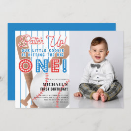 Batter Up Little Rookie Sports 1stバースデーフォト 招待状
