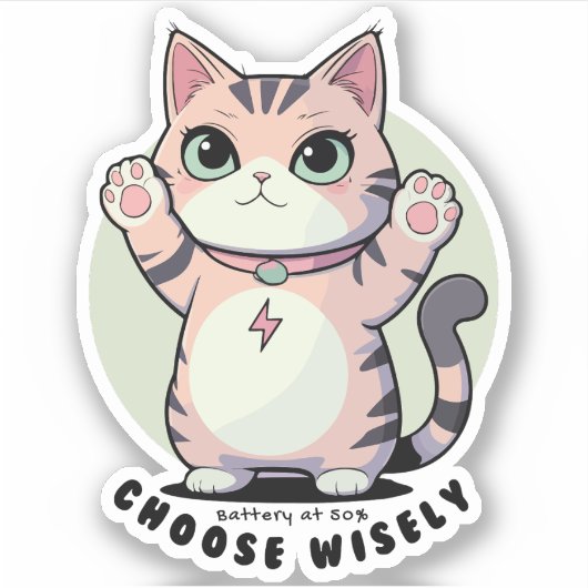 Battery at 50 Choose Wisely – Introvert Humour  シール (正面)