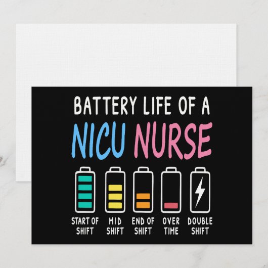 Battery life of a NICU nurse humor level 招待状 (正面/裏面)