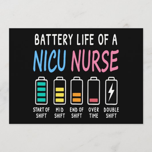 Battery life of a NICU nurse humor level 招待状 (正面)
