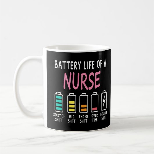 Battery life of a nurse humor chart コーヒーマグカップ (左)