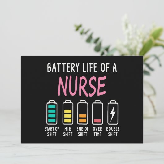 Battery life of a nurse humor chart 招待状 (スタンド正面)