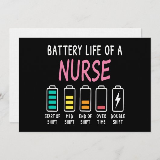 Battery life of a nurse humor chart 招待状 (正面/裏面)