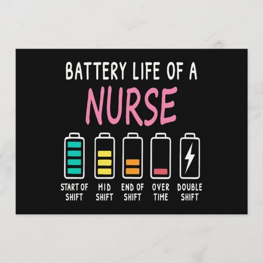 Battery life of a nurse humor chart 招待状 (正面)