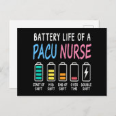 Battery life of a PACU nurse levels humor ポストカード (正面/裏面)